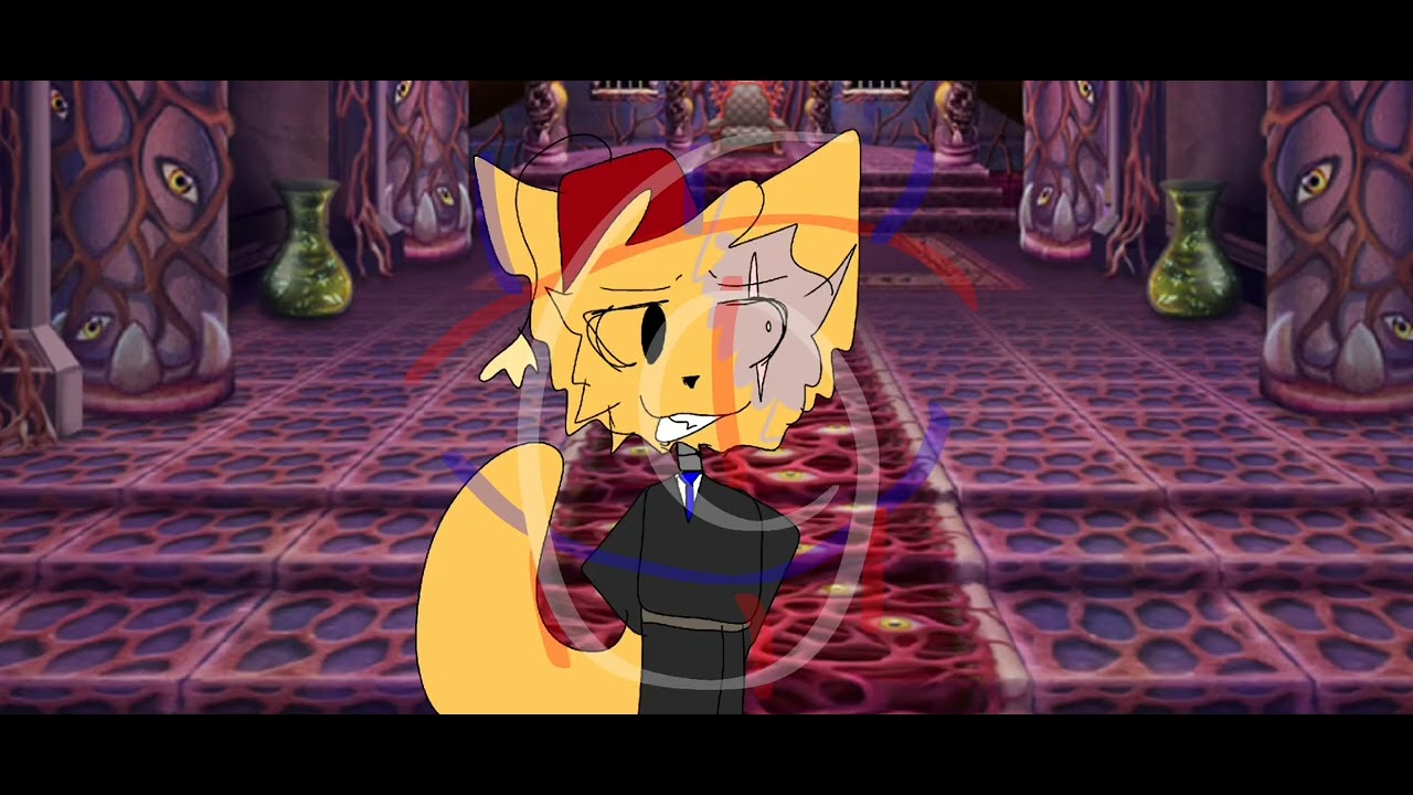 A capybara and demon shoot a kitsune and dog while a wolf and fox watch (credits to @kurdzel)