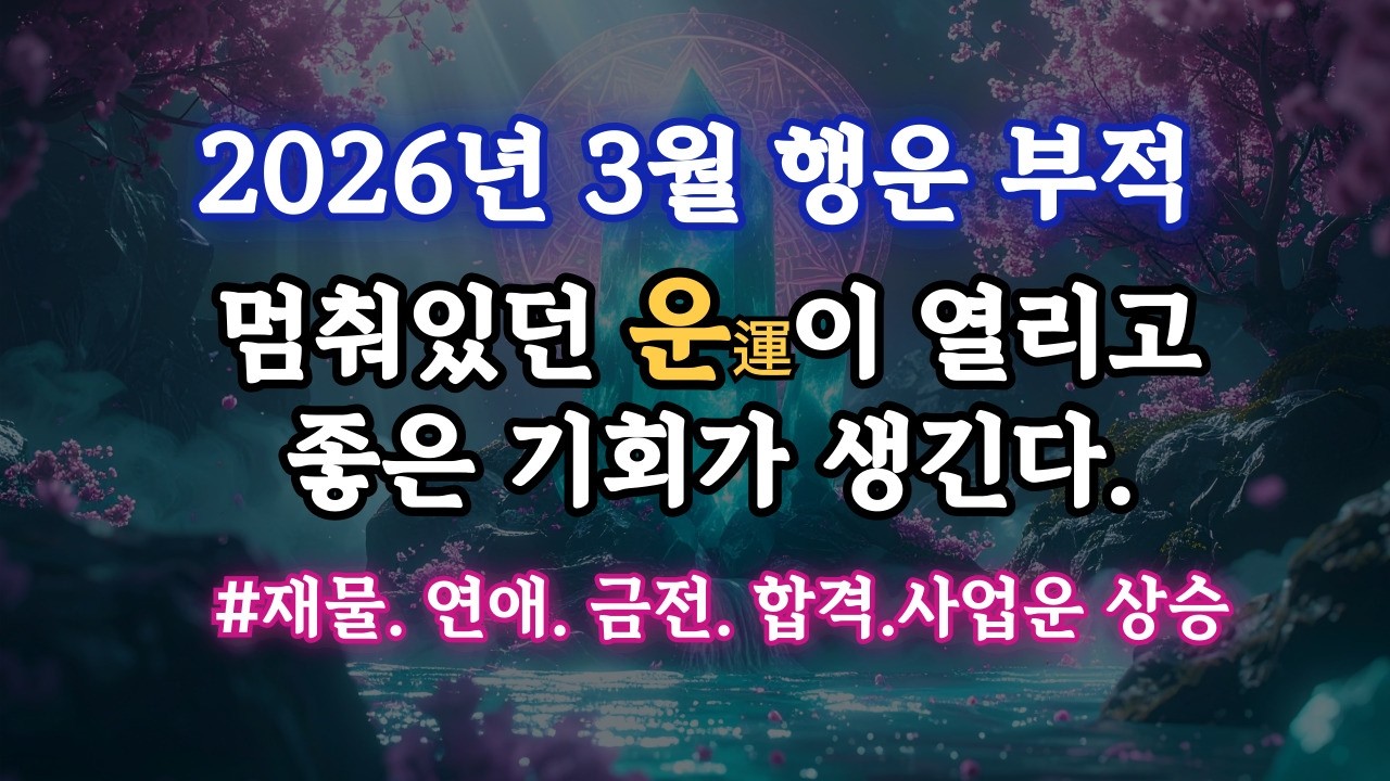 [2026년 3월의 행운 부적 파동] 멈춰있던 운이 열리고 좋은 기회가 온다, 기적의 528Hz 레이키 주파수 명상 음악