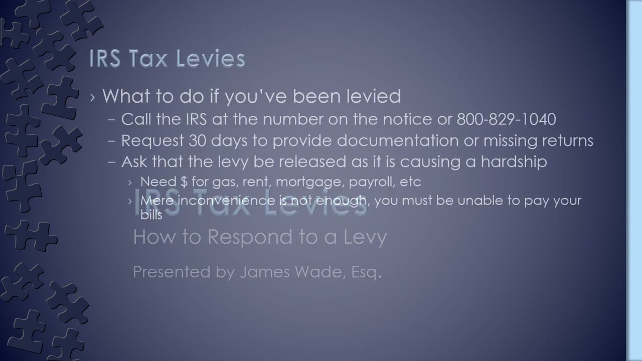 IRS Tax Levies - How to Fix a Tax Levy