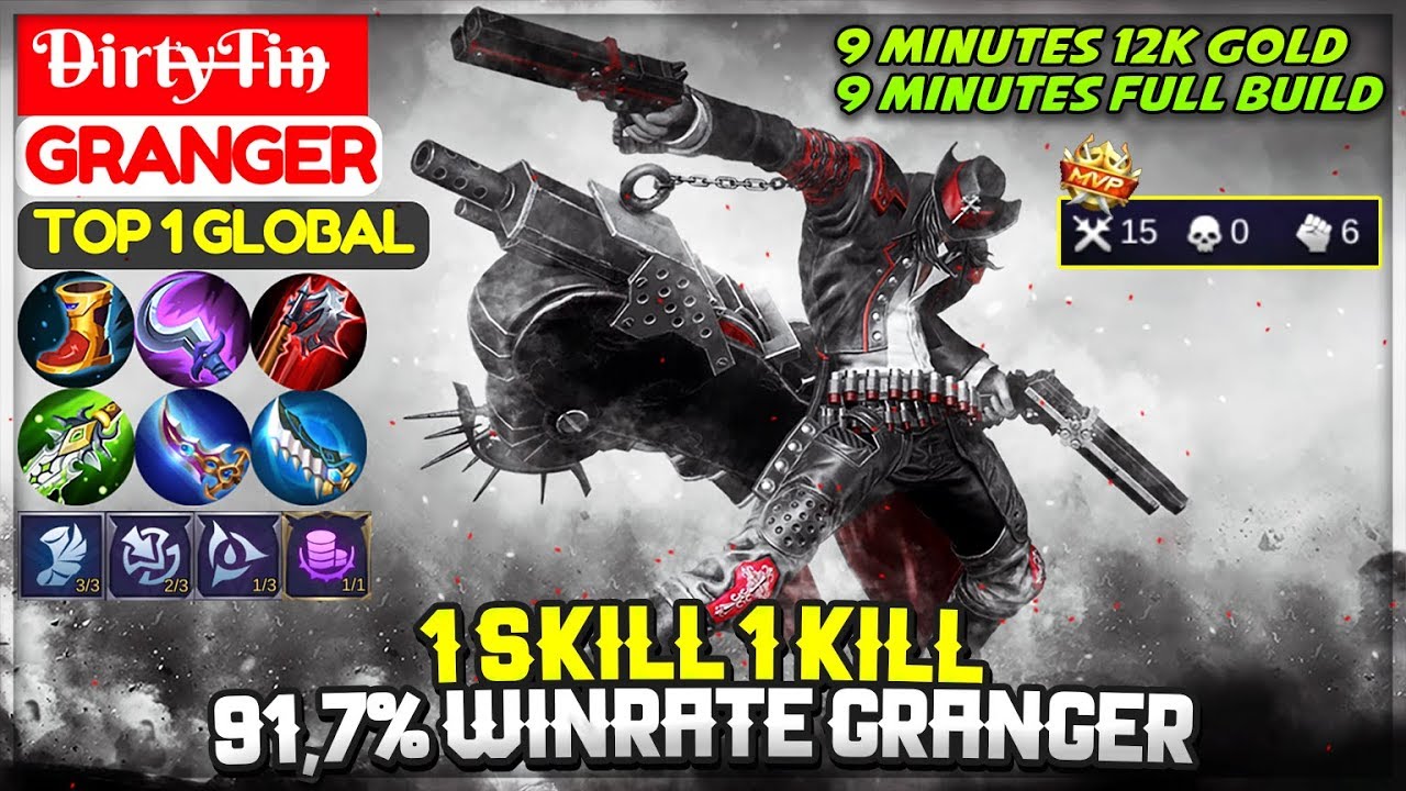 1 Skill 1 Kill, 91,7% Winrate Granger [ Top 1 Global Granger ] D̶irty̶T̶in̶  - Mobile Legends