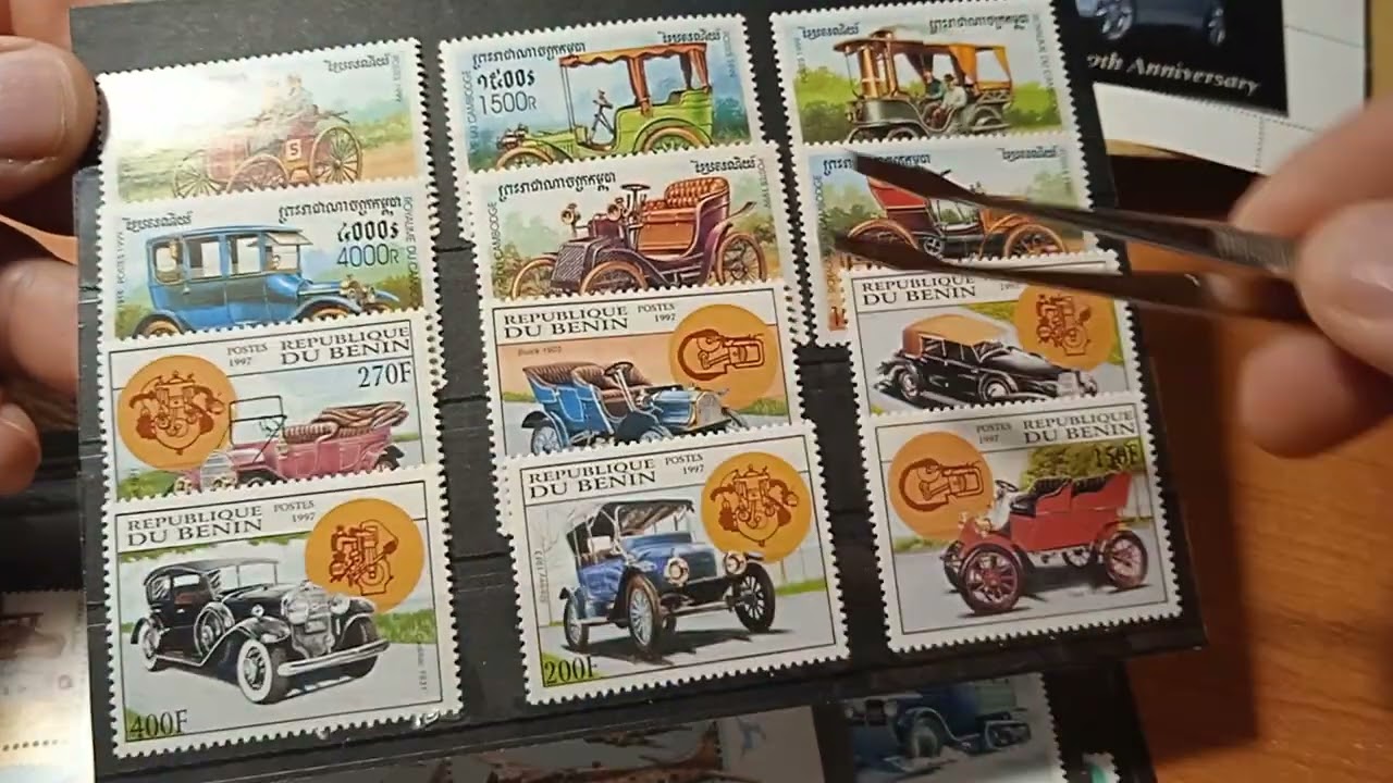 Много марок на тему автомобилестроения. Филателия марки хобби stamp philately hobby