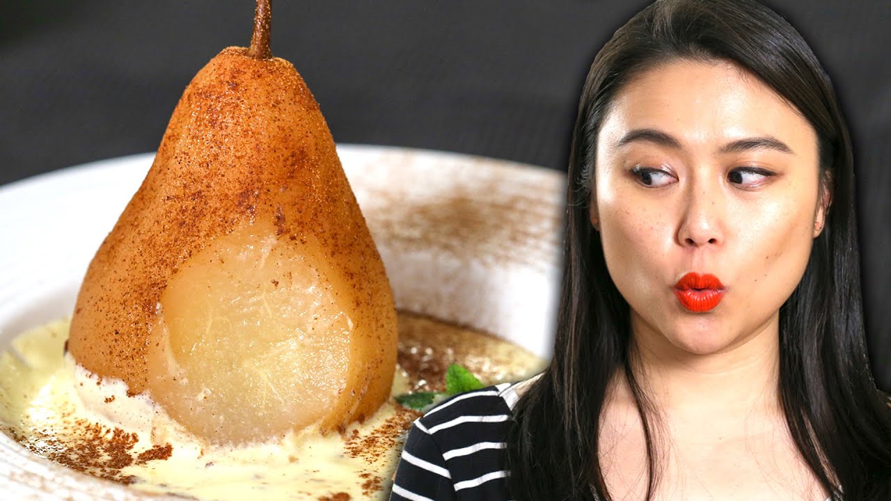 EASY Sous Vide Dessert - Spiced Poached Pear with Creme Anglaise