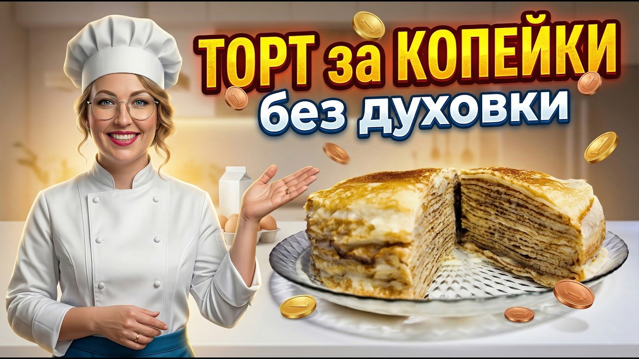 КОРОЛЬ МАСЛЕНИЦЫ! 👑 Блинный Торт, который тает во рту. (Проще, чем кажется!)