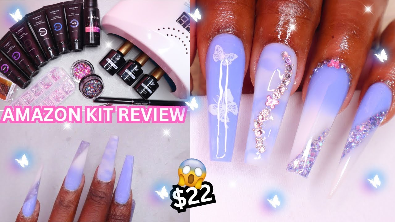 ✨TRYING A $22 POLYGEL KIT FROM AMAZON! | Polygel Marble, Ombre & Colorblock Nail Tutorial