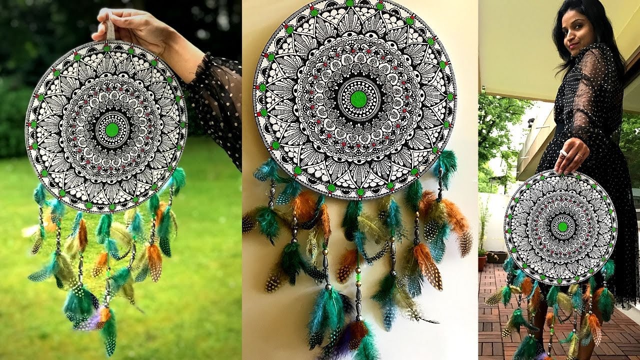DIY Mandala Dream Catcher | Mandala Art |  Make Dreamcatcher with Mandala technique