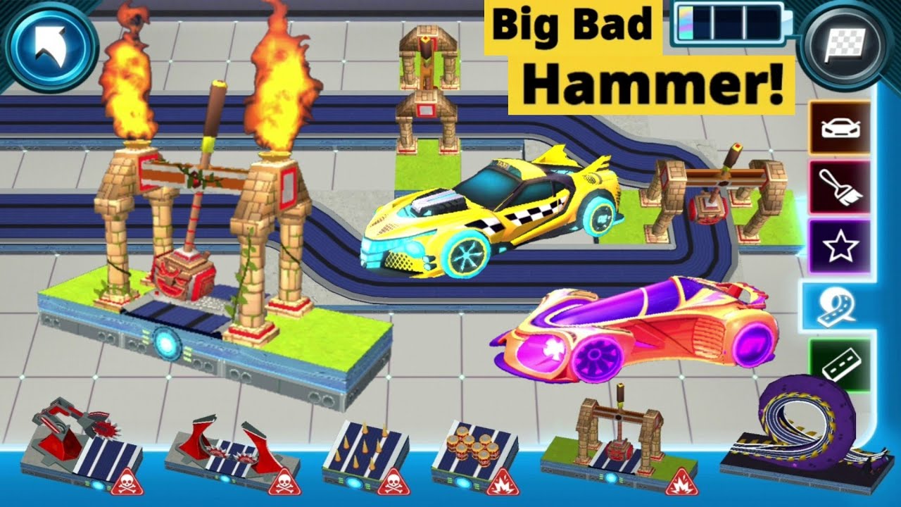 Hot Wheels Unlimited Racecraft - Stream and Nova Car Race in The Big Bad Hammer Track