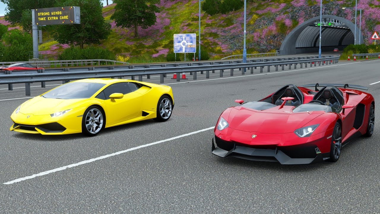 Forza Horizon 4 Drag race: Lamborghini Aventador J vs Lamborghini Huracan LP610-4