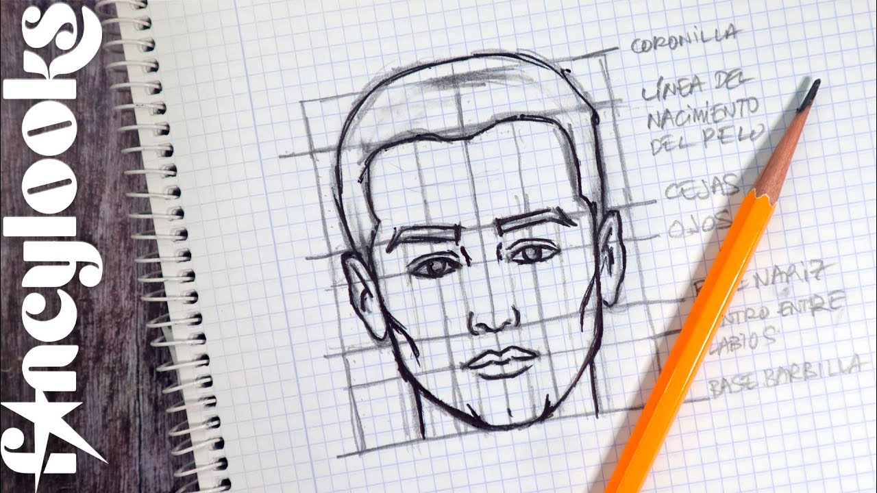 Dibuja cara con cuadrícula de libreta escolar