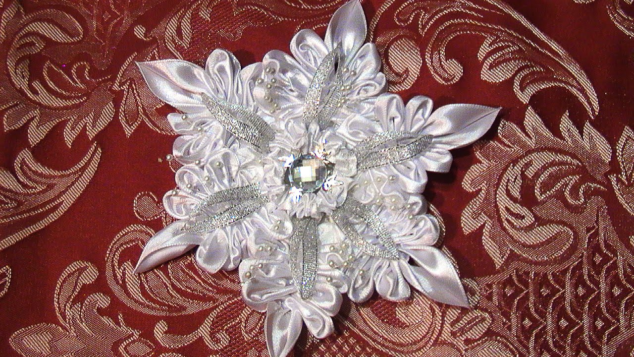 DIY Crafts Christmas decorations, Kanzashi Tutorial Snowflake, Christmas Snowflakes