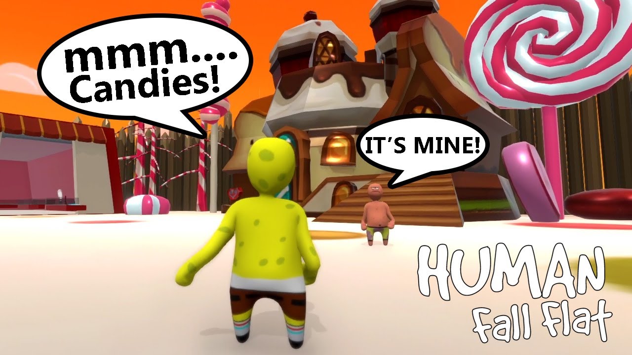 Губка Боб и Патрик в мире сладостей в Human Fall Flat