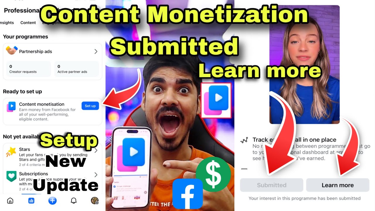 Content Monetization Submitted 🤔 Content Monetization Learn More 🤑 Content Monetization Setup