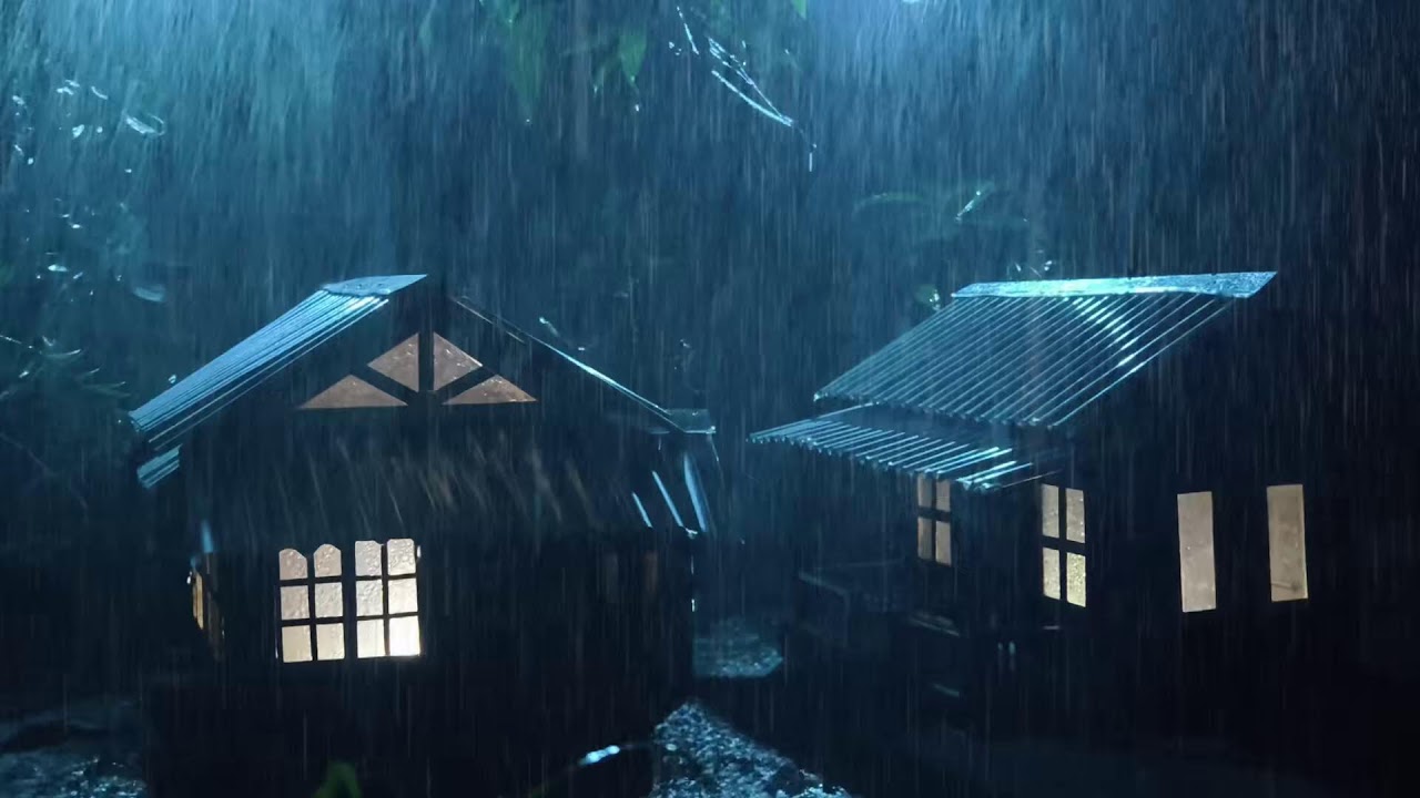 No Ads Rain Sounds for Sleeping - ASMR Extreme Rain on Tin Roof for Chronic Nighttime Insomnia #222