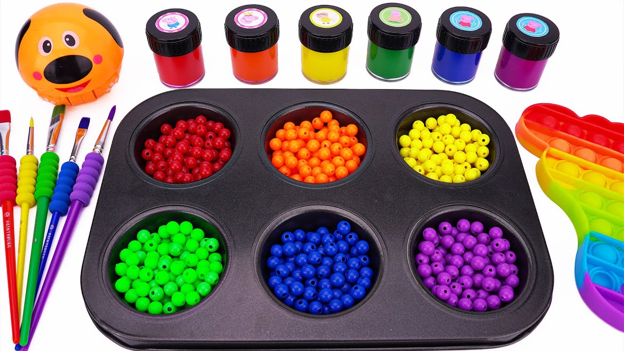 Satisfying ASMR Video🌈 DIY How To Make Rainbow Color Tray & Paint Puddles Form Mixing Sprunki Color