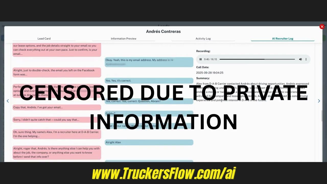 CDL-A AI Recruiter - Instantly Contact and Pre-Qualify OTR Drivers