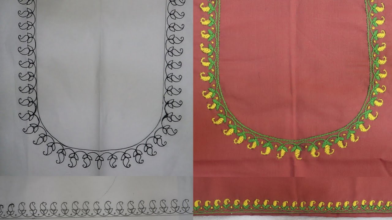 Design your blouse ✨✨ Simple and easy method to draw a design on neck and sleeves