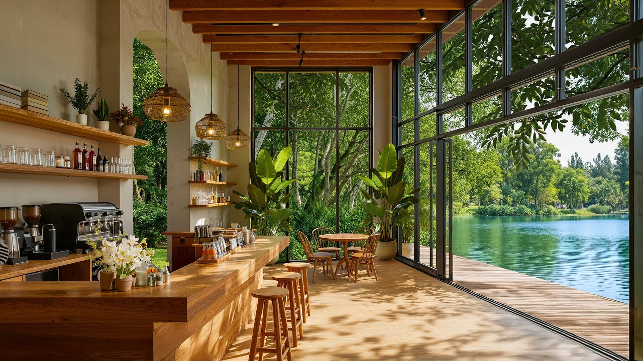 Stress Relief with Tranquil Indoor Jazz Cafe | Relaxing Jazz Music & Nature Sounds for Focus Work