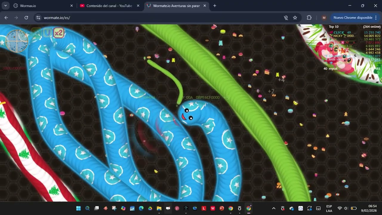 una mini jugada de wormate.io