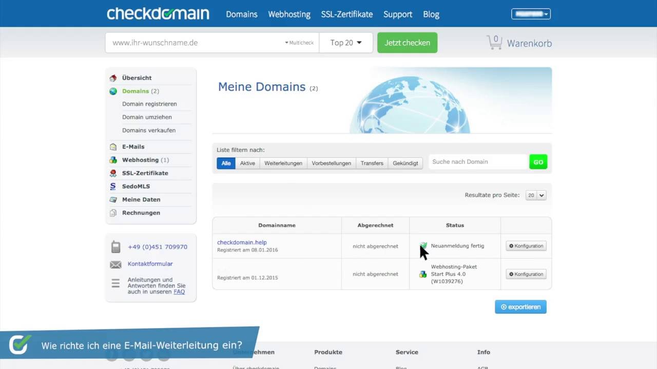 Wie richte ich eine E-Mail-Weiterleitung ein?