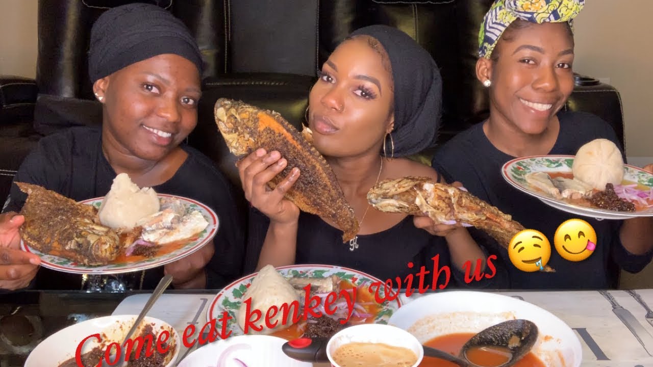 AFRICAN FOOD MUKBANG | PT3 ( KENKEY AKA DORKUNU, WITH PEPPER SAUCE, FRIED FISH, ONION AND SHITO)