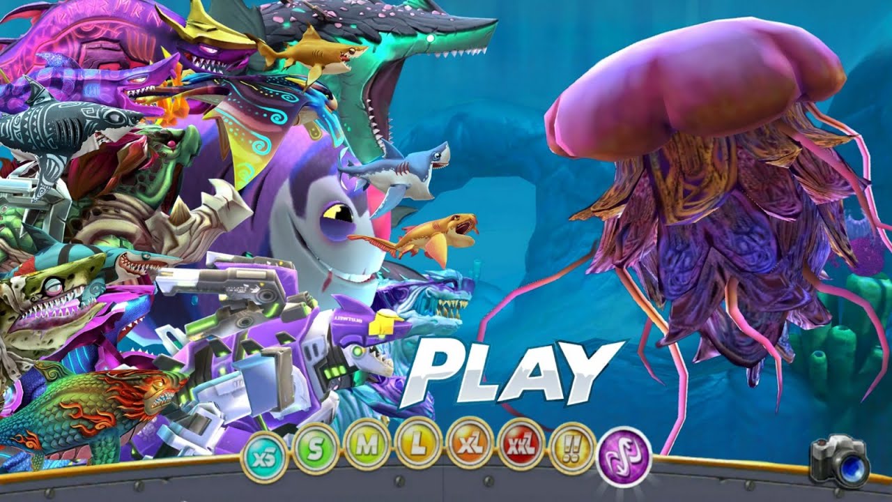 ALL HUNGRY SHARK WORLD VS GIANT JELLYFISH (UNDERSHARKER UPDATE) - Hungry shark world