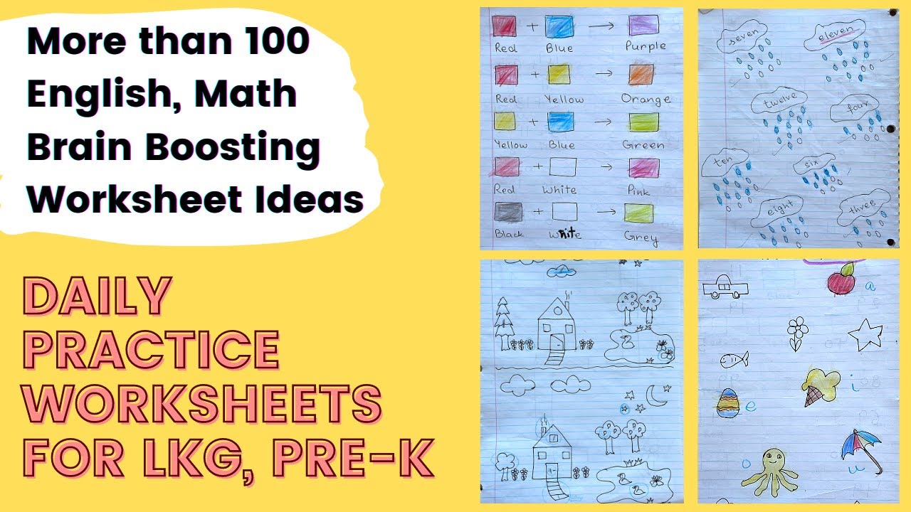 DAILY PRACTICE WORKSHEETS FOR LKG, PRE-K | More than 100 DIY Activity Sheet Ideas for 4-5 year Kids
