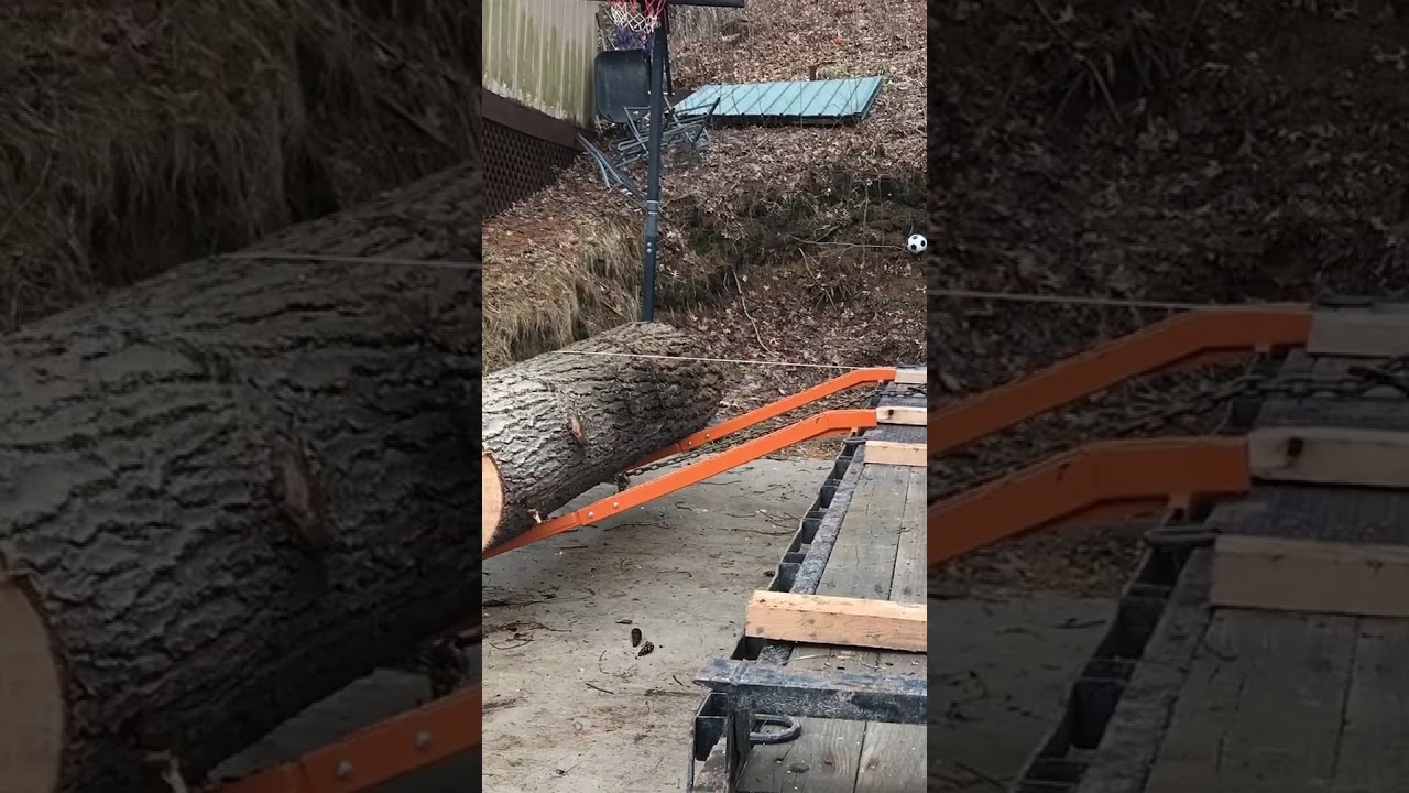 Loading a Large Log using a winch and ramps. #norwoodsawmill #sawmill #logs #logging #diy #norwood