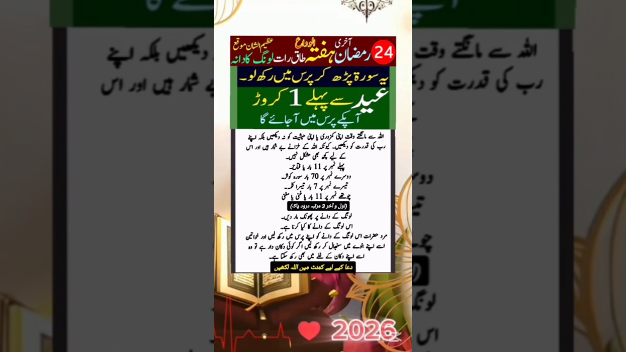 24 Ramzan ul Mubarak hafta Ka wazifa #ubqari #shorts #ramadan #wazifa