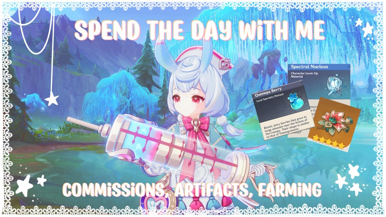 spend the day with me ❀ commissions, artifacts, and farming! ♡⋆｡˚ ❀