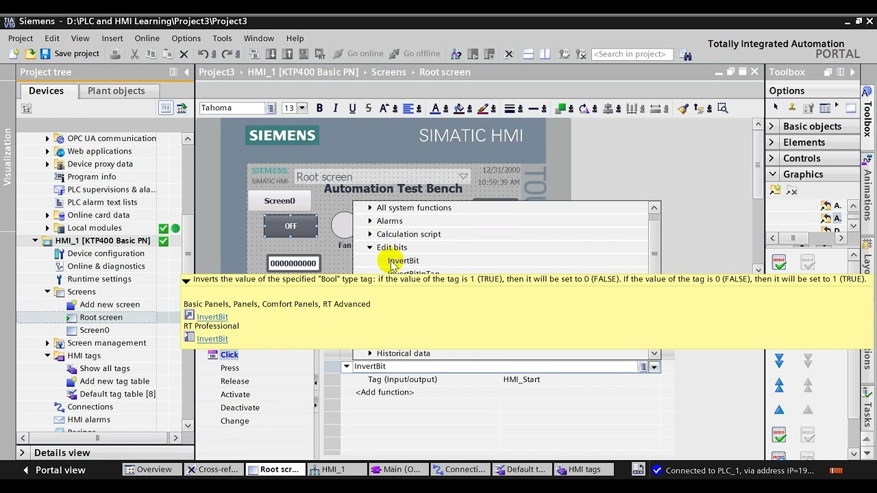 TIA Portal V19 Analog Scaling and Display on HMI KTP400