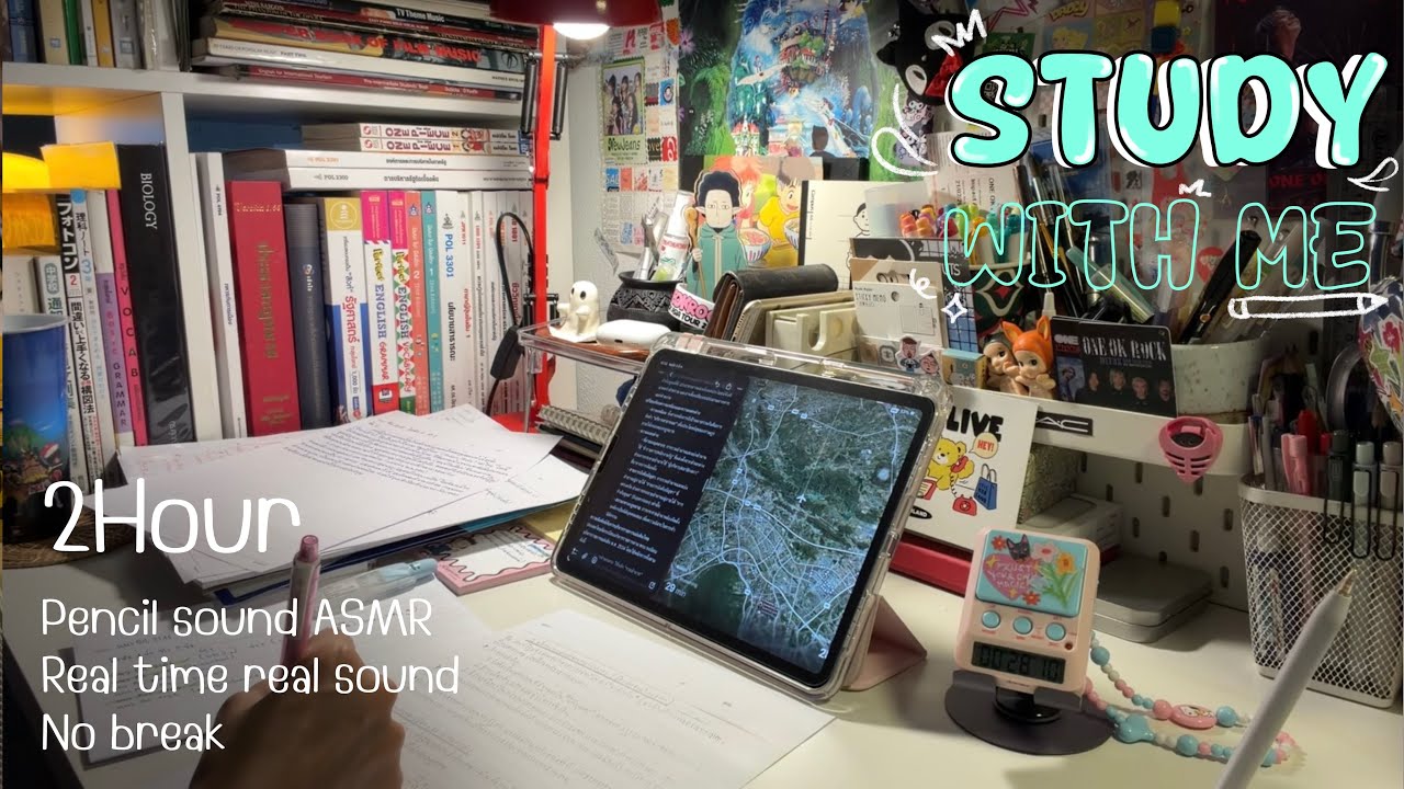 STUDY WITH ME 2hours | no music | ASMR | Political Science student 