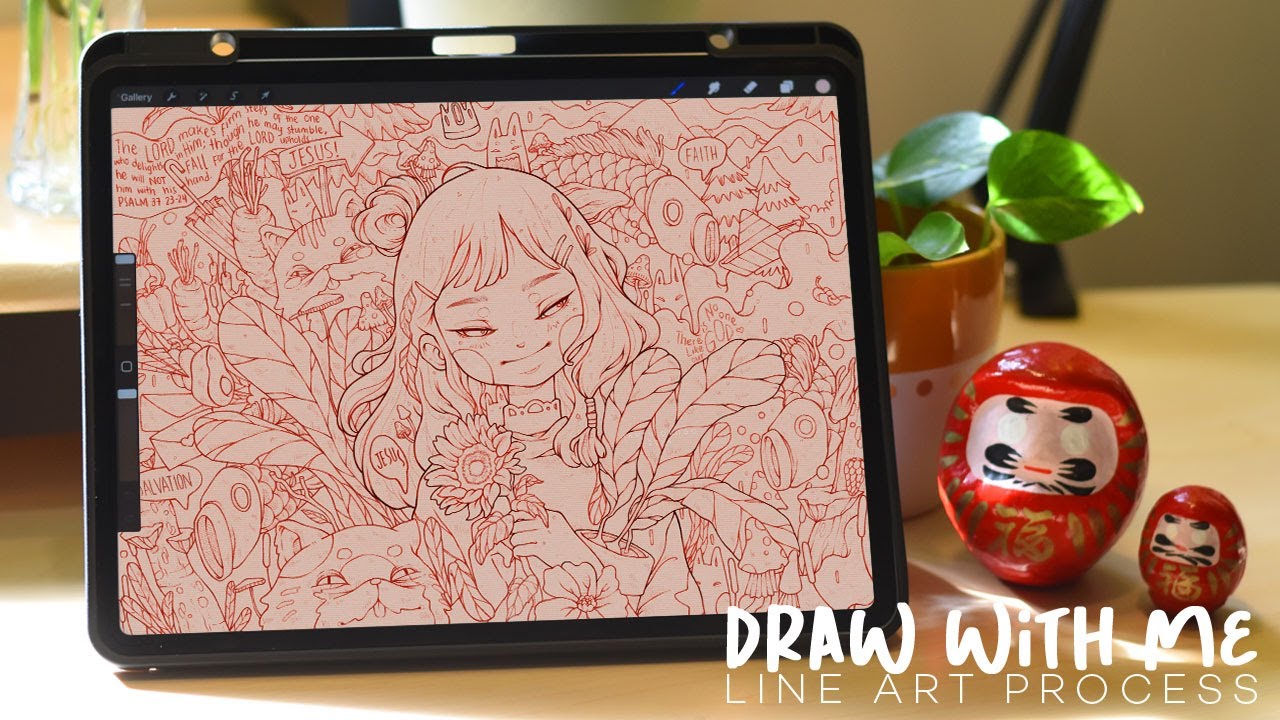 Line art process | Procreate | iPad Pro 12.9” | Psalms 37:23-24