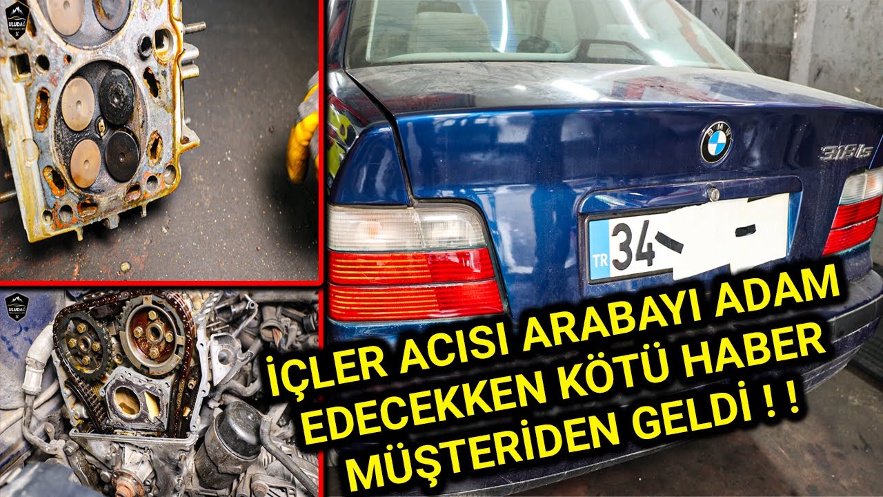 SÜRPRİZ SONLU BMW 318i E36 KASA 1.8 MOTOR (ARABANIN MOTORU VE SİLİNDİR KAPAK RESMEN ÇÜRÜMÜŞ!)