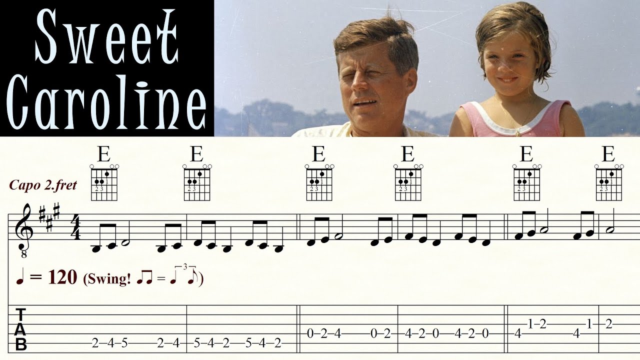 SWEET CAROLINE | NEIL DIAMOND | Guitar Lesson | Tutorial | Sheet music & TAB | PDF