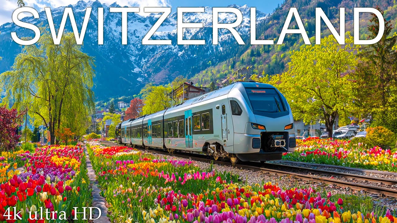 Most Beautiful Village In Switzerland In Spring 4K - Peaceful Relaxing Music for Calm, Sleep