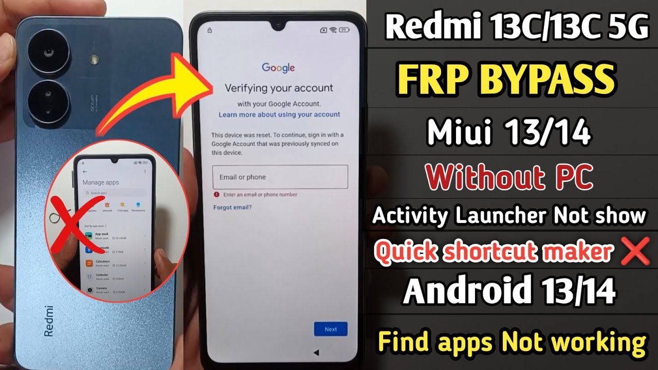 Redmi 13C/13C 5G Frp Bypass MIUI 14 | NO Activity Launcher | Without PC Android 14 New Method 2024