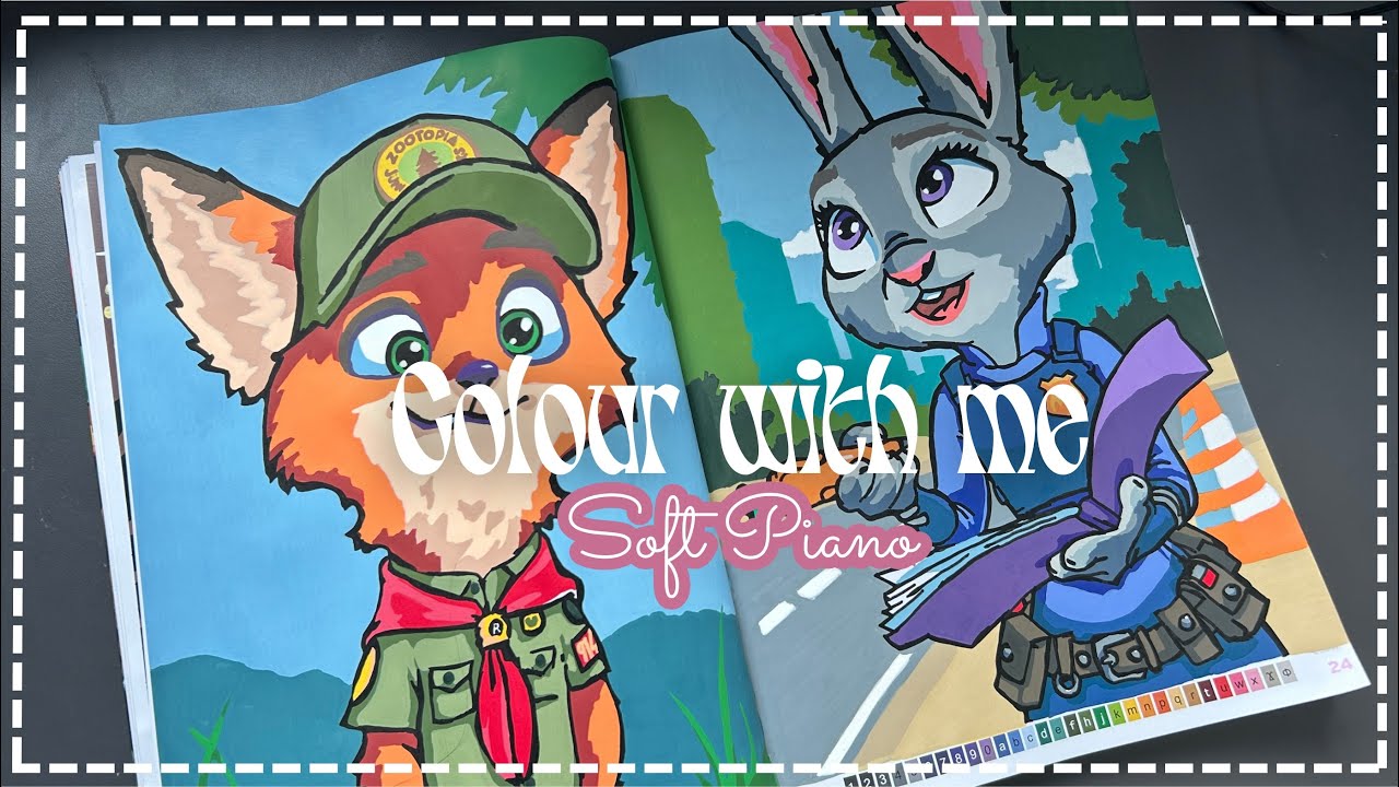 Zootopia Nicholas Wild prt2. Colouring by Number | Slow Piano Colouring Video