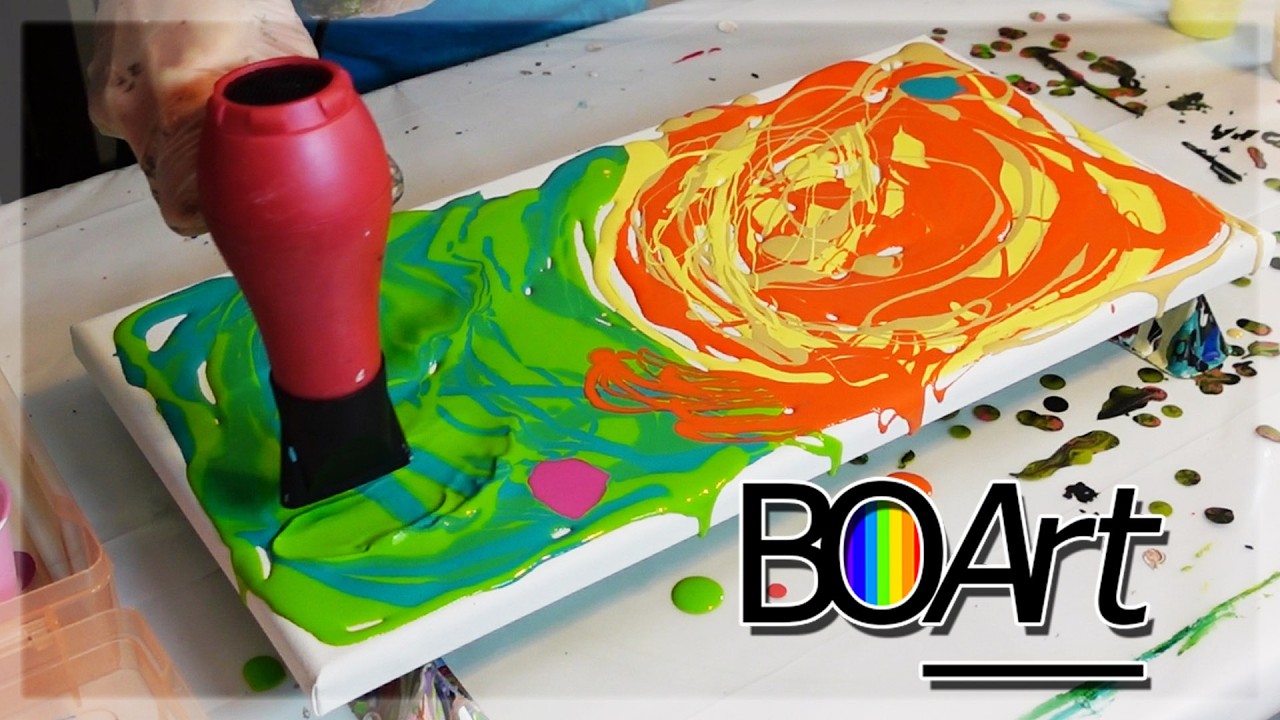 Pokémon Fire Red and Leaf Green🔥 🍃 Inspired Painting -Abstract Acrylic Pouring