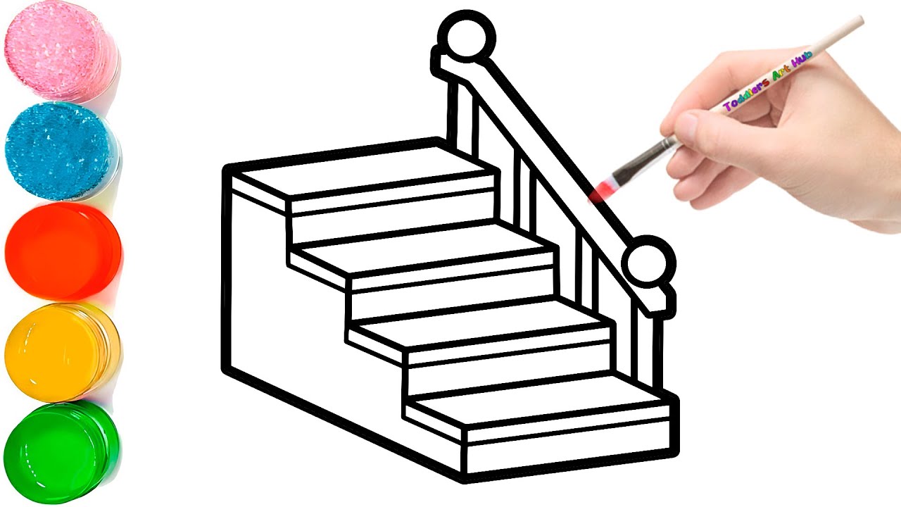 How to Draw a Staircase | Rainbow Stairs Drawing for kids | How to Draw 3D Stairs