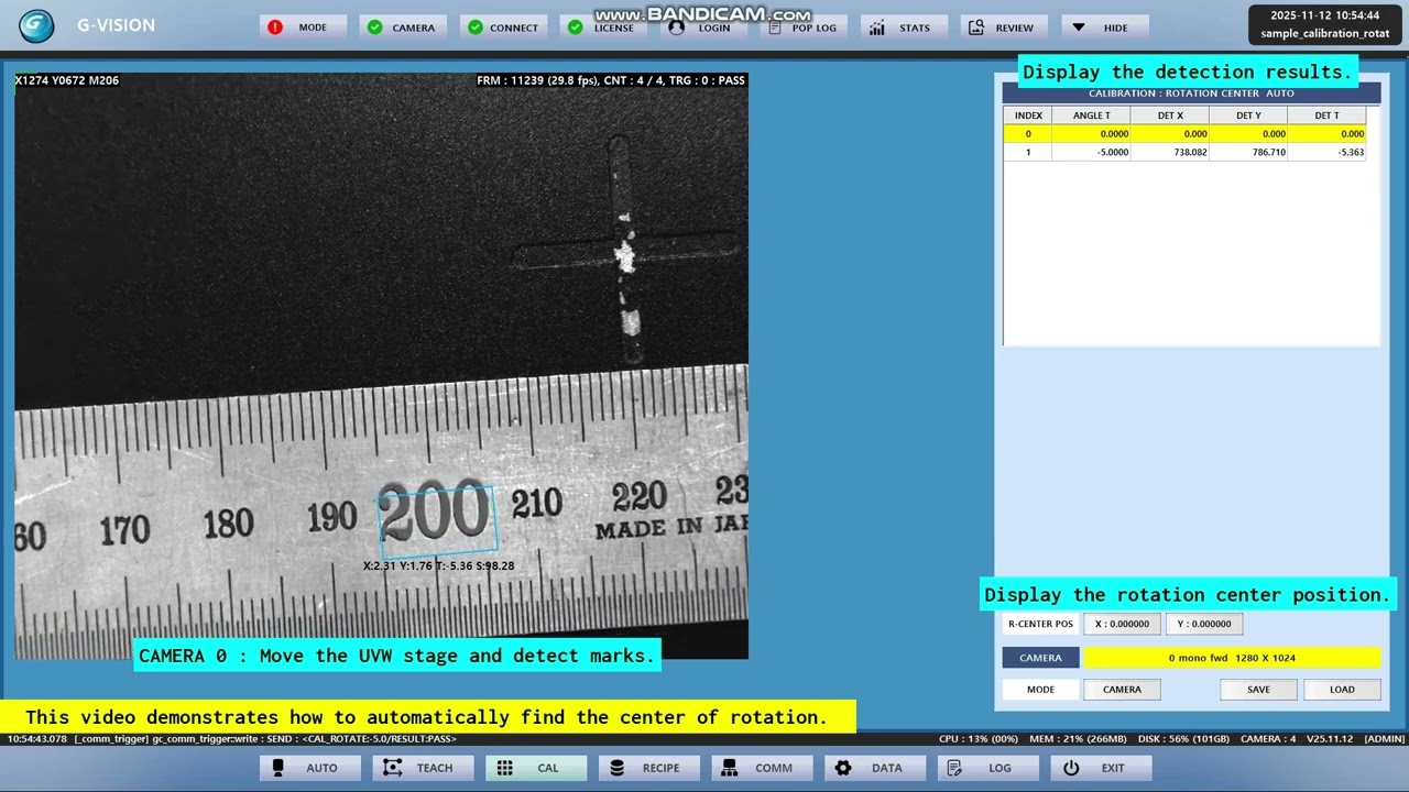 GVision : sample : How to automatically find the center of rotation