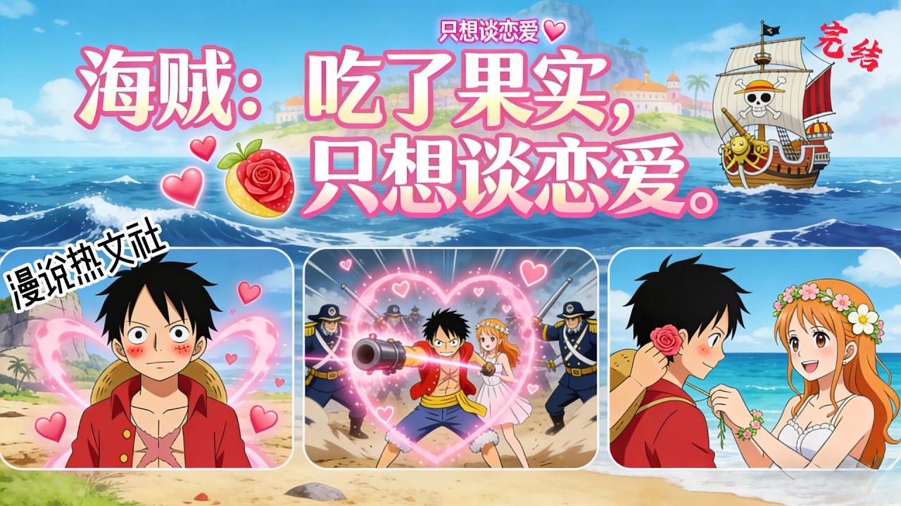 完结《海贼：吃了果实，只想谈恋爱》吃了恶魔果实就拥有了问鼎世界最强的机会， 可是罗洛不喜欢打打杀杀，只想老婆孩子热炕头。 只想着谈恋爱的。  #穿越#海贼#动漫衍生