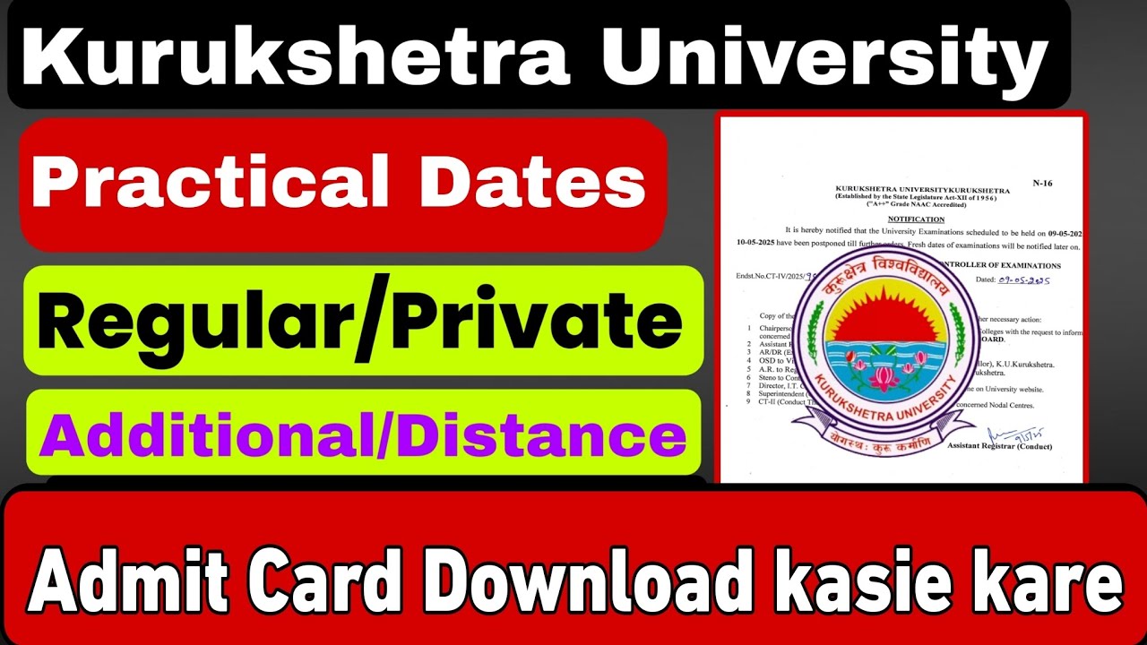 Kuk private datesheet, kuk distance datesheet, kuk university latest news today 19 may 2025