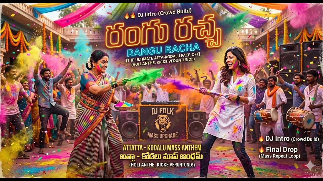 రంగు వేయ్రా రచ్చ చేద్దాం! -Official DJ Folk Mass Song | Attha vs Kodalu Holi AnthemIAIOriginalSongs