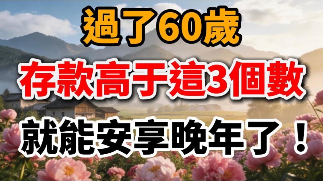 過了60歲，存款高於這3個數，就能安享晚年了！【晚景如春】#晚年生活 #中老年生活 #為人處世 #生活經驗 #情感故事 #老人 #幸福人生 #養老存款