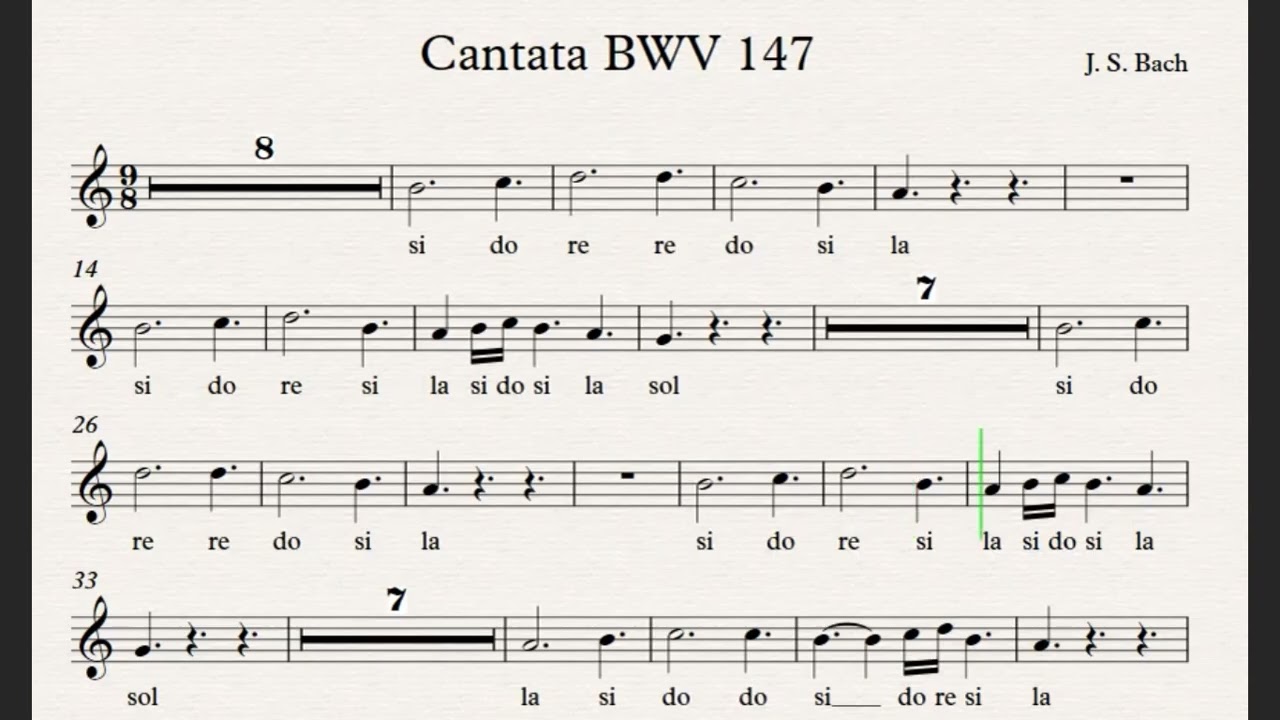 CANTATA di BACH - BWV 147 FREE PDF - Spartito facile - Flauto - Flauto dolce - Violino - Tutorial
