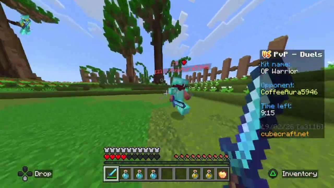 cubecraft OP Warrior pvp dual - ‏ ‏every game no gap gold apple￼