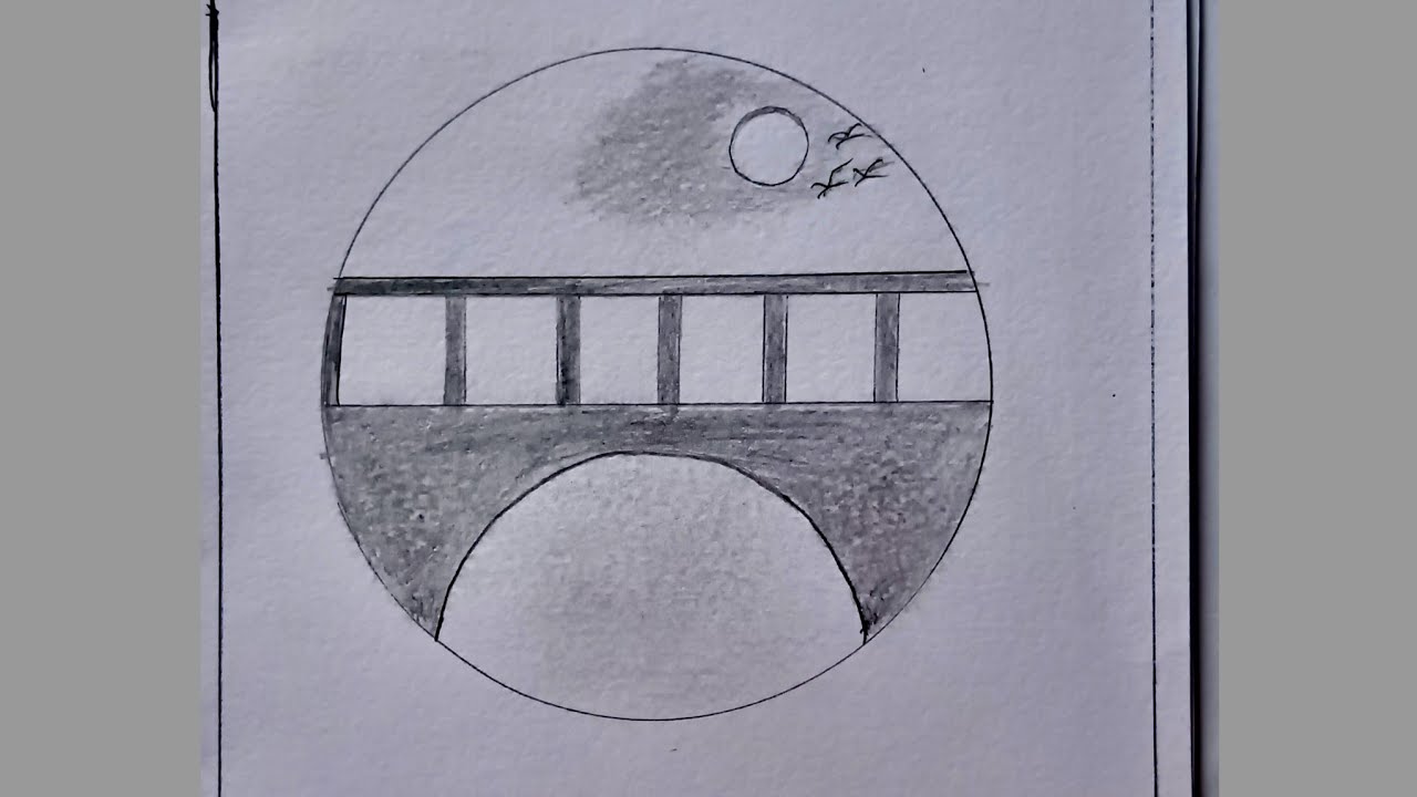 circle scenery drawing//easy scenery drawing //@alienshorts8002 #drawing 
