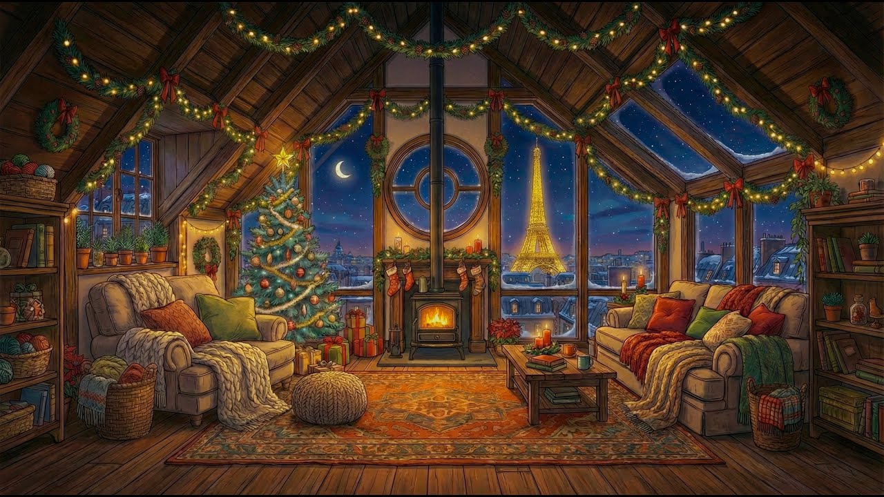 A Cozy Winter Evening in Paris ❄️ Vintage Jazz & Oldies Playing Softly