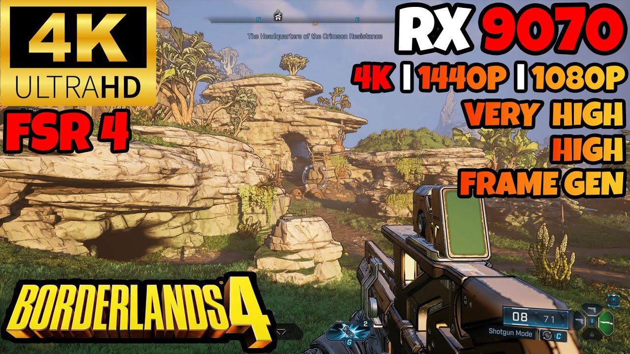 RX 9070 | Borderlands 4 | 4K | 1440P | 1080P | VERY HIGH | HIGH | FRAME GEN