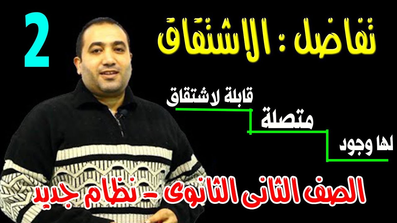 الاشتقاق : قابلية الدالة للاشتقاق الدرس الثانى تفاضل الصف الثانى الثانوى الترم الثانىنظام جديد 2020