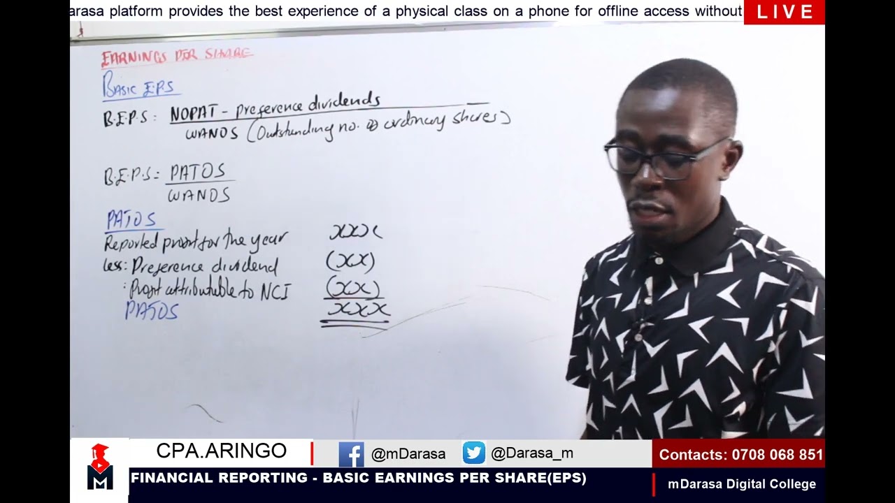 EARNINGS PER SHARE(EPS) BASIC - ADVANCED FINANCIAL REPORTING